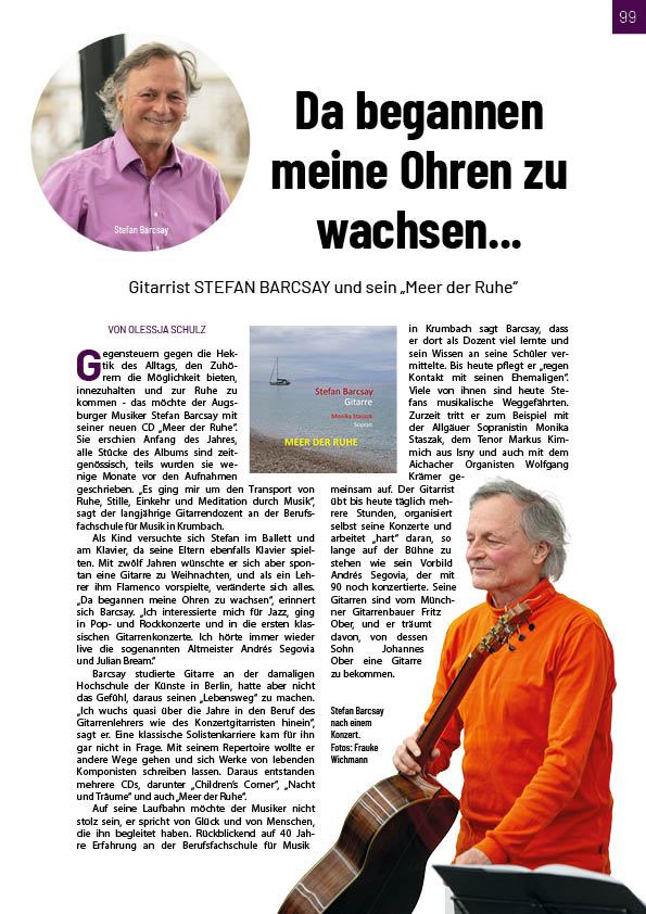Augsburg Journal vom 13.07.2026: Porträt über Stefan Barcsay und sein Album „Meer der Ruhe“